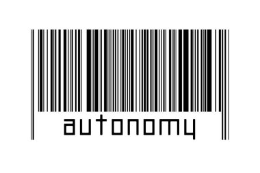 Dijitalleştirme kavramı. Altında yazıt özerkliği bulunan siyah yatay çizgilerin barkodu.