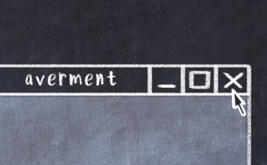 Tarayıcı penceresini başlık önleyici ile kapatılıyor. Tebeşir çizimi. Sorunlarla başa çıkma kavramı