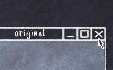 Tarayıcı penceresini sayfa başlığı yazısıyla kapatmanın tebeşir çizimi özgün  