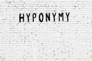 Üzerinde yazı olan beyaz tuğla duvar. El yazısıyla siyah boya.