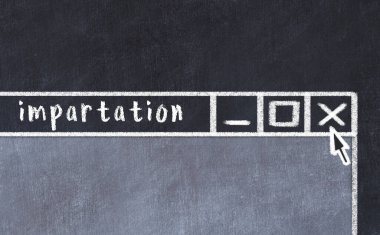 Tarayıcı penceresini sayfa başlığı yazma bilgisiyle kapatmanın tebeşir çizimi  