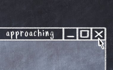 Başlık yaklaşırken tarayıcı penceresi kapatılıyor. Tebeşir çizimi. Sorunlarla başa çıkma kavramı