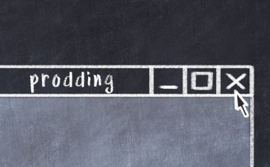 Tarayıcı penceresini başlık dürtüsüyle kapatılıyor. Tebeşir çizimi. Sorunlarla başa çıkma kavramı