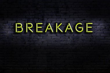 Duvara yazı yazan neon levhası. Gece görünümü