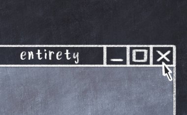 Tarayıcı penceresinin sayfa başlığı yazma bütünlüğüyle kapatılmasının tebeşir çizimi  