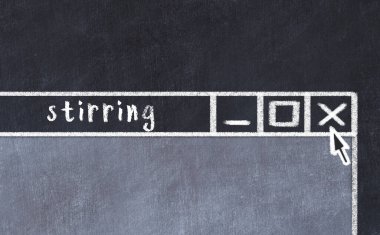 Tarayıcı penceresini sayfa başlığı yazıtları karıştırılarak kapatmanın tebeşir çizimi  