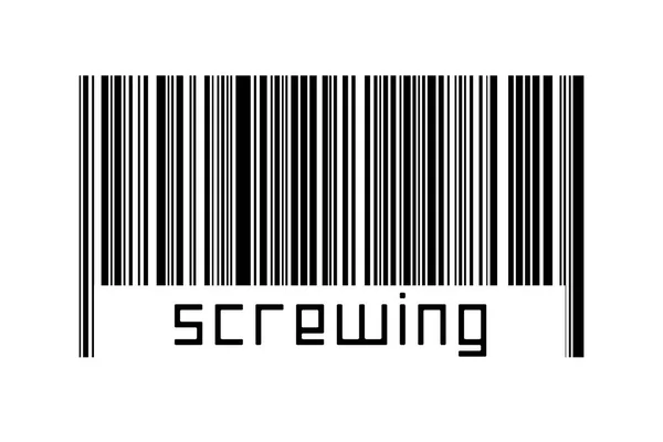 Barcode Auf Weißem Hintergrund Mit Unten Verschraubter Inschrift Konzept Des — Stockfoto
