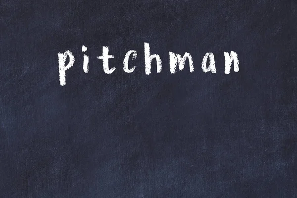 Chalk Pitchman Inscrição Manuscrita Mesa Preta — Fotografia de Stock