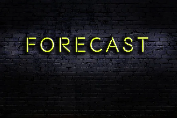 Neon Sign Brick Wall Night Inscription Forecast — Stock Photo, Image