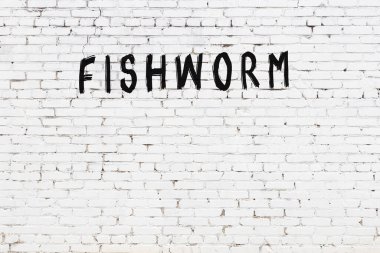 Yazılı balık solucanı beyaz duvara siyah boya ile yazılmış..