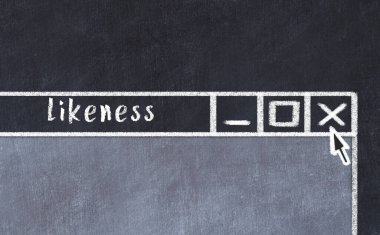 Tarayıcı penceresini sayfa başlığı yazma benzerliğiyle kapatmanın tebeşir çizimi  