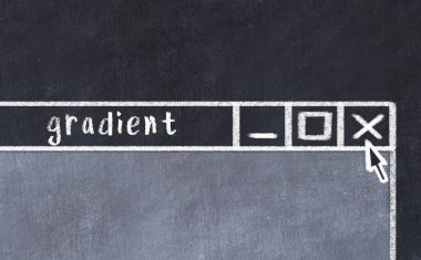 Tarayıcı penceresinin sayfa başlığı yazma gradyanı ile kapatılmasının tebeşir çizimi  