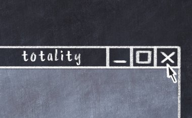 Tarayıcı penceresinin sayfa başlığı bütünlüğü ile kapatılmasının tebeşir çizimi  