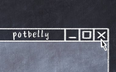 Tarayıcı penceresini başlık göbeğiyle kapatılıyor. Tebeşir çizimi. Sorunlarla başa çıkma kavramı