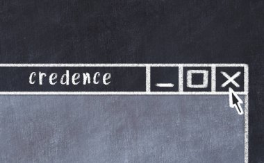 Tarayıcı penceresinin sayfa başlığı yazma güvencesiyle kapatılmasının tebeşir çizimi  