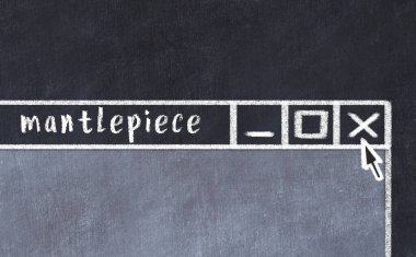 Tarayıcı penceresinin sayfa başlığı el yazması yazısıyla kapatılmasının tebeşir çizimi  