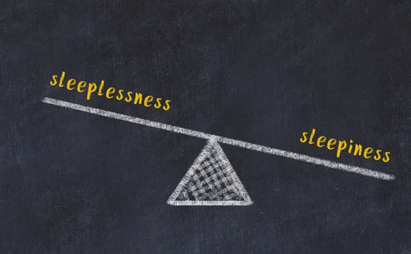 Balance Sleeplessness Sleepiness Chalkboard Drawing Black Chalkboard — Stock Photo, Image