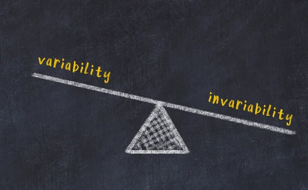 Konzept Der Balance Zwischen Variabilität Und Invariabilität Schwarze Tafel Mit — Stockfoto