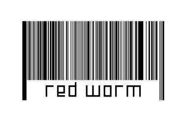 Beyaz arka planda barkod. Altında kırmızı yazıt solucanı var. Ticaret ve küreselleşme kavramı