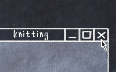 Tarayıcı penceresini başlık örgü ile kapatılıyor. Tebeşir çizimi. Sorunlarla başa çıkma kavramı