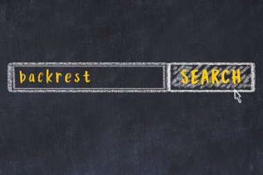 Gerileme arayışı kavramı. Arama motorunun tebeşir çizimi ve tahtadan yapılmış yazı tahtası
