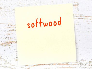 Yumuşaklığı hatırlatma anlayışı. Tahta duvarda üzerinde yazı olan sarı yapışkan kağıt.