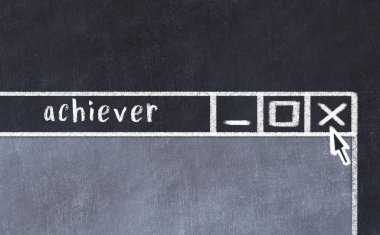 Tarayıcı penceresinin sayfa başlığı yazma başarısı ile kapatılmasının tebeşir çizimi  