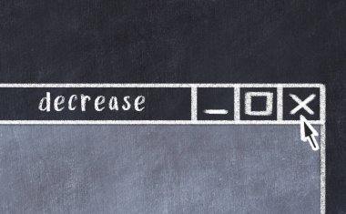 Tarayıcı penceresinin sayfa başlığı yazma azalması ile kapatılmasının tebeşir çizimi  