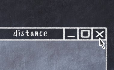 Tarayıcı penceresini başlık mesafesiyle kapatılıyor. Tebeşir çizimi. Sorunlarla başa çıkma kavramı