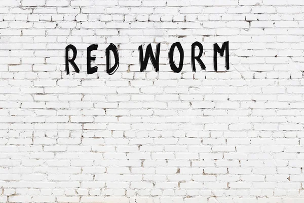 Beyaz tuğlalı duvar. Üzerinde siyah boya ile yazılmış kırmızı solucan var.