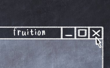 Tarayıcı penceresinin sayfa başlığı yazma meyvesi ile kapatılmasının tebeşir çizimi  