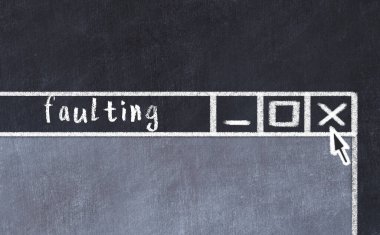 Tarayıcı penceresinin sayfa başlığı yazma hatası ile kapatılmasının tebeşir çizimi  