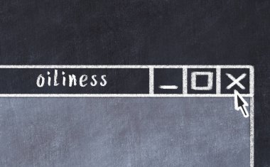 Tarayıcı penceresini başlık yağıyla kapatılıyor. Tebeşir çizimi. Sorunlarla başa çıkma kavramı