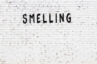 Yazıt kokusu beyaz duvarda siyah boya ile yazılmış..