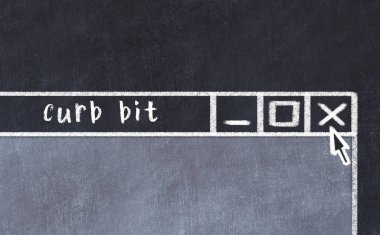 Tarayıcı penceresini sayfa başlığı yazma biti ile kapatmanın tebeşir çizimi  