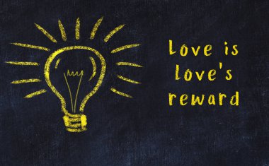 Bilgece bir alıntı ve siyah karatahtaya bir ampul çizimi