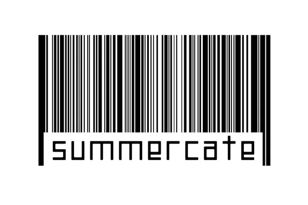 Ψηφιοποίηση Έννοια Barcode Μαύρο Οριζόντιες Γραμμές Επιγραφή Καλοκαίρι Παρακάτω — Φωτογραφία Αρχείου