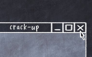 Tarayıcı penceresini başlık çatlağıyla kapatılıyor. Tebeşir çizimi. Sorunlarla başa çıkma kavramı