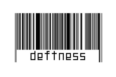 Beyaz arkaplanda barkod ve alttaki yazıt kusuru. Ticaret ve küreselleşme kavramı