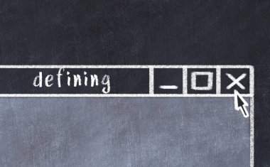 Tarayıcı penceresini başlık tanımlaması ile kapatılıyor. Tebeşir çizimi. Sorunlarla başa çıkma kavramı