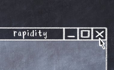 Tarayıcı penceresinin sayfa başlığı yazma hızıyla kapatılmasının tebeşir çizimi  