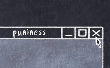 Tarayıcı penceresini başlık cılızlığıyla kapatılıyor. Tebeşir çizimi. Sorunlarla başa çıkma kavramı