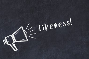 Üzerinde hoparlör ve yazı olan siyah karatahta.