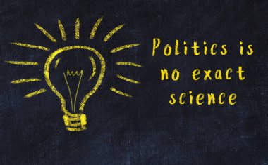 Bilgece bir alıntı ve siyah karatahtaya bir ampul çizimi