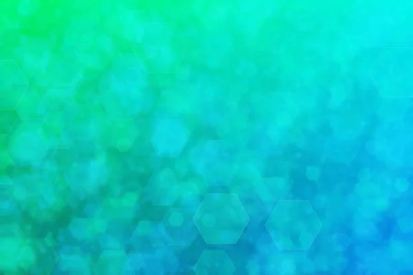 Green Blue Abstract Defocused Background Hexagon Shape Bokeh Spots — Stock Photo, Image