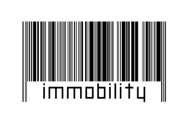 Beyaz arkaplanda barkod ve yazıt hareketsizliği var. Ticaret ve küreselleşme kavramı