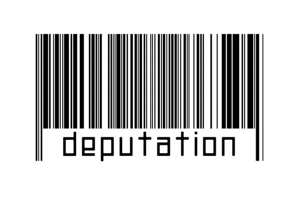 Ψηφιοποίηση Έννοια Barcode Των Μαύρων Οριζόντιων Γραμμών Την Επιγραφή Deputation — Φωτογραφία Αρχείου