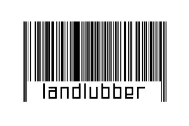 Beyaz arka planda barkod. Altında da karada yazılar var. Ticaret ve küreselleşme kavramı