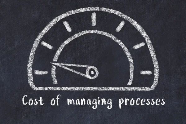 Boceto Tiza Velocímetro Con Bajo Valor Iscripción Costo Gestión Procesos —  Fotos de Stock
