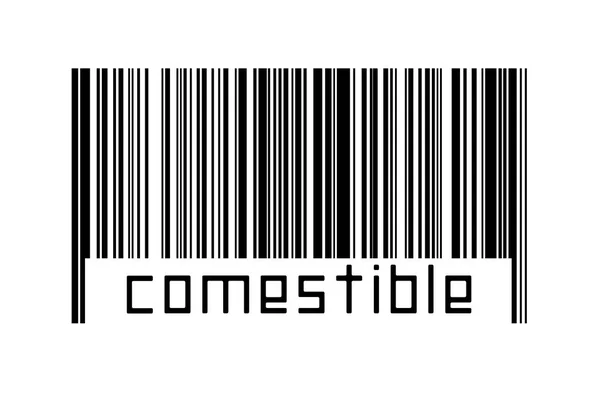 Digitalization Concept Barcode Black Horizontal Lines Inscription Comestible — Stock Photo, Image